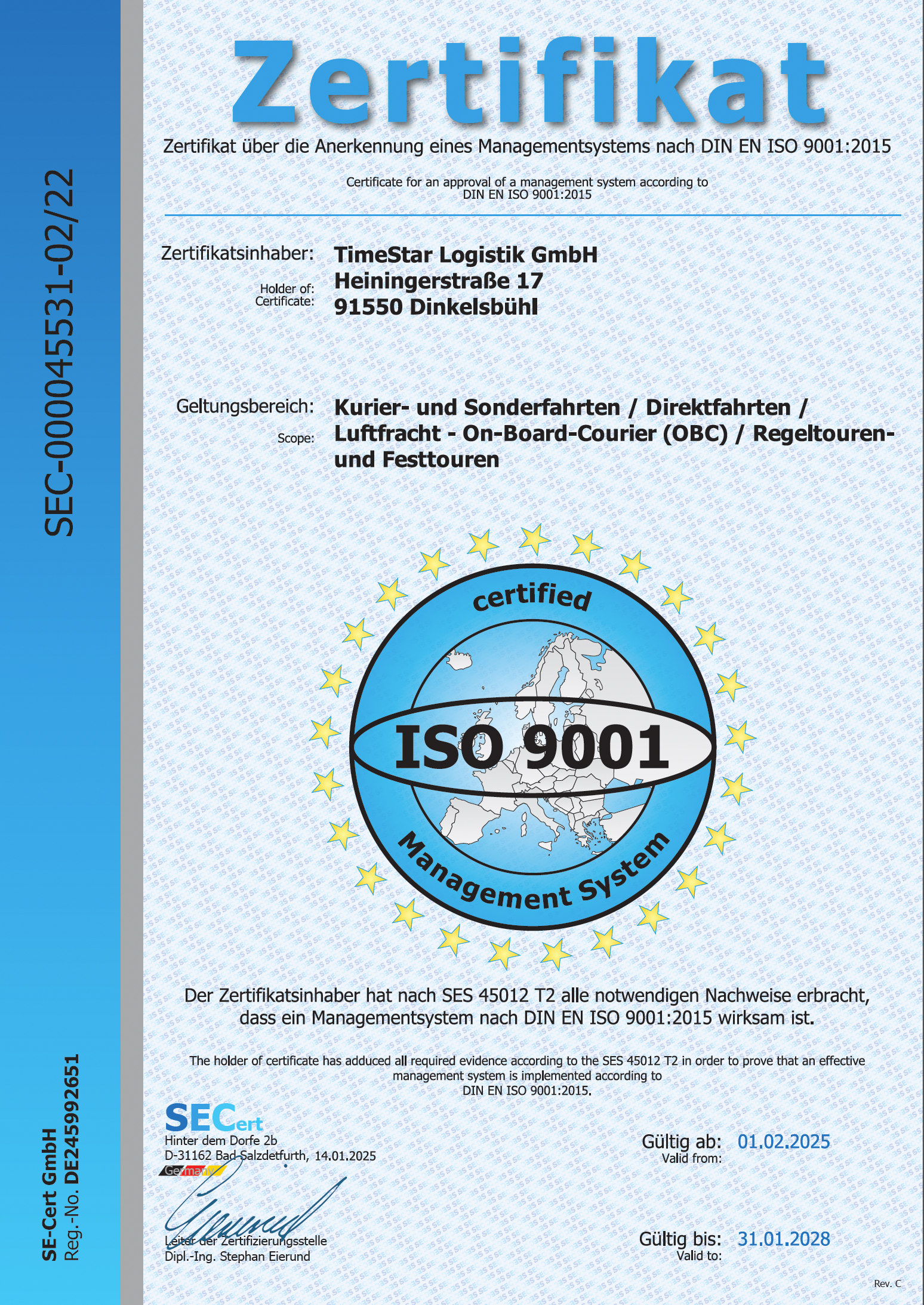 Zertifikat 9001:2015